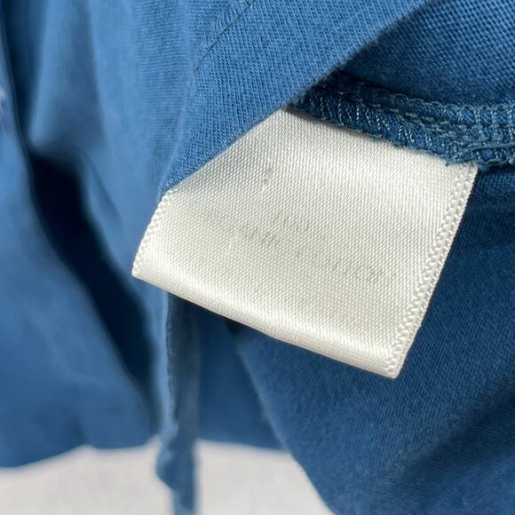 EILEEN FISHER Top S Organic Cotton Jersey Shirt Button Up Roll Tab Sleeve Blue - Picture 13 of 16